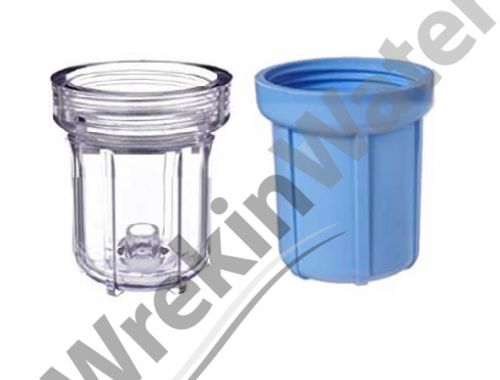 Pentek 5in Housing, Slimline Solid Blue and Clear replacement bowls, p/n 153014, 153056